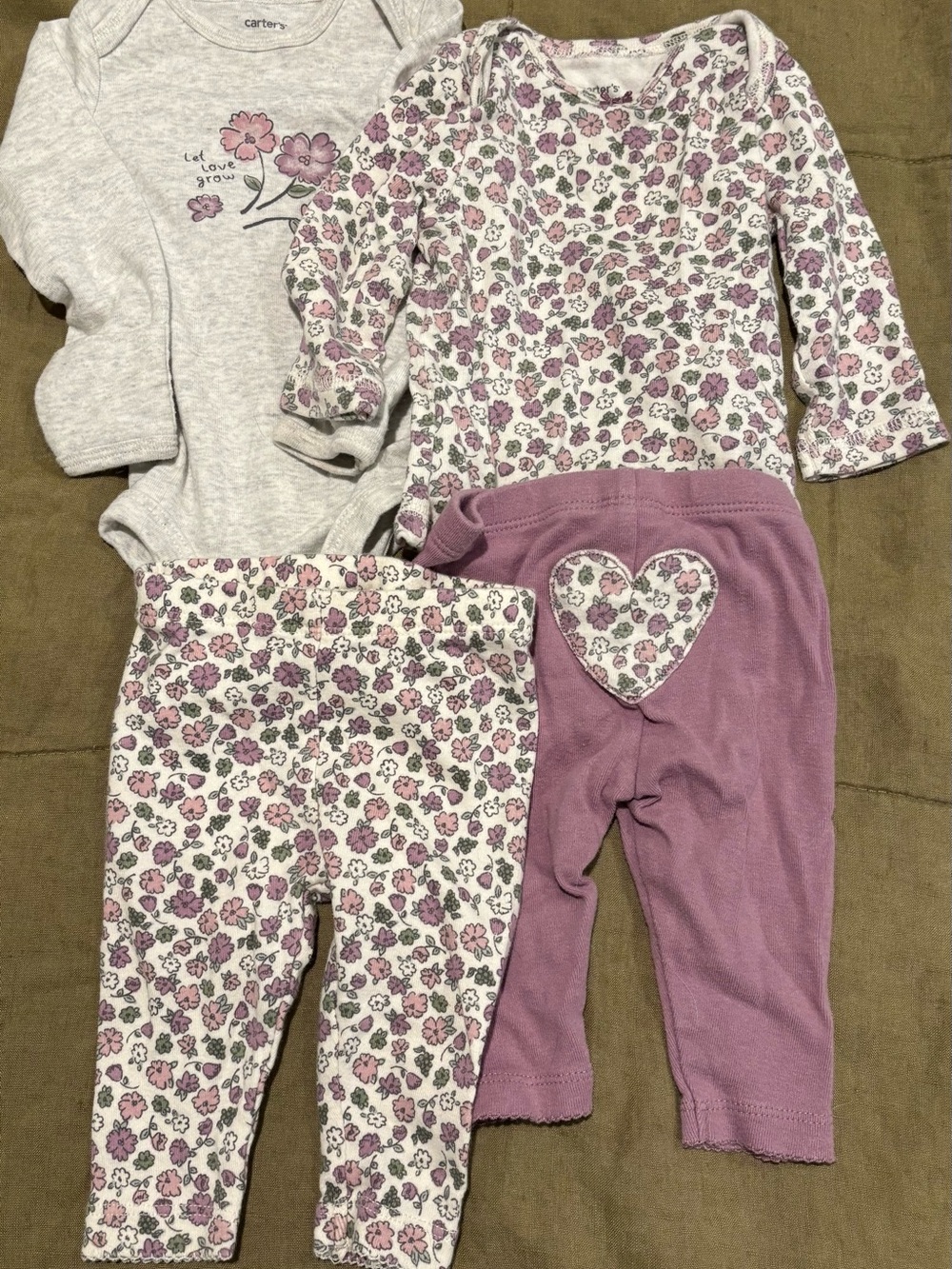Carter's Baby Girls Purple Floral Outfit Set 3m